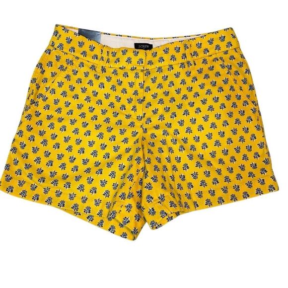 J. Crew Pants - NWT J.Crew Factory Yellow Floral Cotton Shorts 5” Inseam Size 0